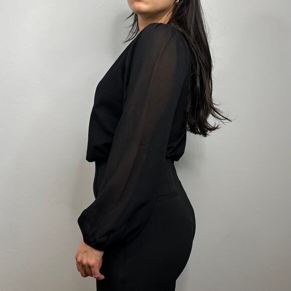 Adrianna Papell Black Crew Neck Keyhole Rhinestone Blouse - Picture 3 of 11